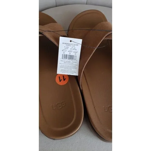 NEW UGG MEN'S WAINSCOTT SLIDE CHESTNUT SUEDE SANDALS SLIPPERS SZ 11